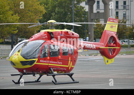 Helicopters attending the Helitech 2017 trade show held at London ExCel exhibition centre Stock Photo