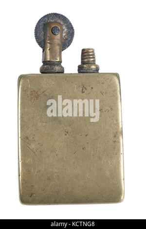 Vintage handmade cigarette lighter isolated on a white background. Stock Photo