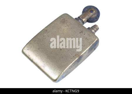 Vintage handmade cigarette lighter isolated on a white background. Stock Photo