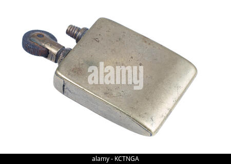 Vintage handmade cigarette lighter isolated on a white background. Stock Photo