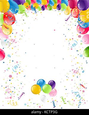 Happy Birthday Background, With Balloon and confetti vector ...