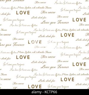 Love letters seamless vector pattern on white. Romantic valentine wrap paper design. Stock Vector