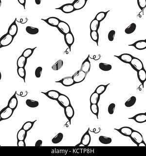 Kidney bean pods seamless vector pattern. Stock Vector