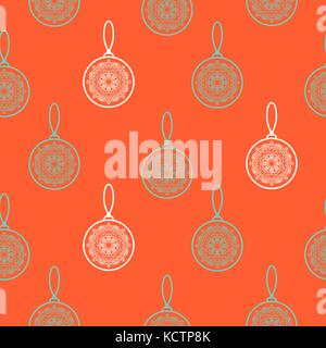 Christmas tree decoration seamless vector pattern. Stock Vector