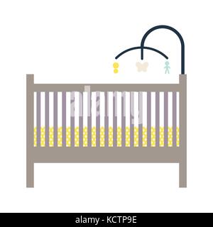 Newborn crib and mobile toy. Stock Vector