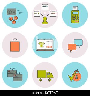 E-commerce line icons set. Stock Vector