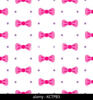 Bow tie pink and white seamless pattern. Stock Vector