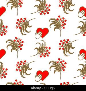 Russian folk berry traditional seamless pattern. Stock Vector