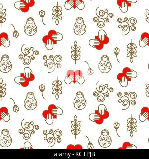 Russian doll kind matryoshka light seamless pattern. Stock Vector