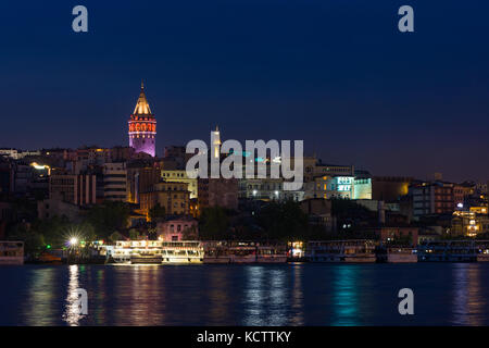 Galata Tower (Galata Kulesi) with Istanbul skyline, Turkey Stock Photo