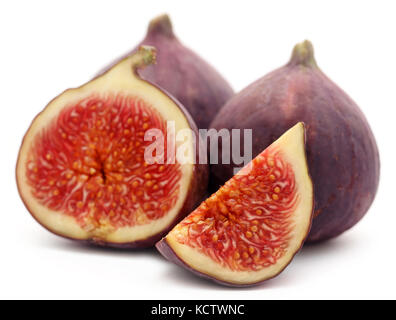 Fresh organic common figs over white background Stock Photo