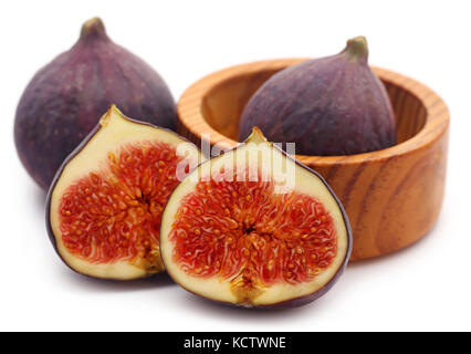 Fresh organic common figs over white background Stock Photo