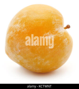 Single plum closeup over white background Stock Photo