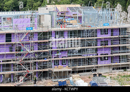 New building at Severn Quay on the River Wye, Chepstow, Wales, UK Stock Photo