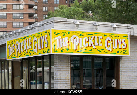 Customers line up outside the Pickle Guys store in the Lower East