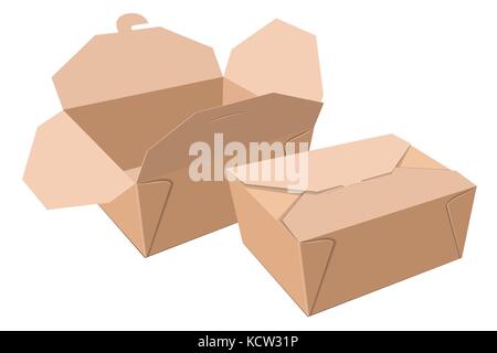 Boxes for food. White gray beige container. Vector illustration Stock Vector