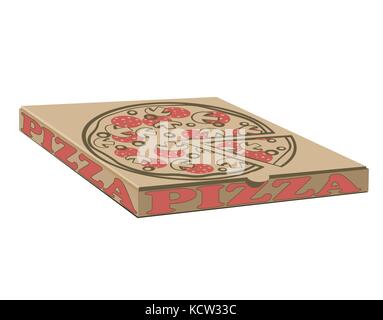 Stock vector design of boxes for pizza. Box with layout elements. Craft paper cardboard and sign illustration Stock Vector