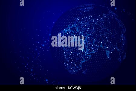 World map point, line, composition, representing the global, Global network connection,international meaning. vector illustration blue Stock Vector