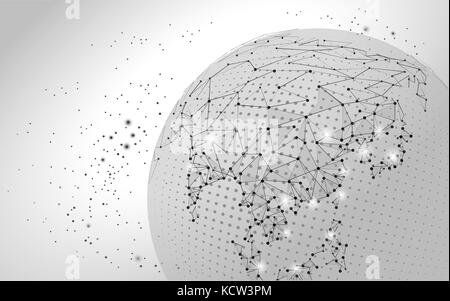World map point, line, composition, representing the global Global network connection,international meaning vector illustration China India Japan Stock Vector