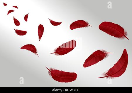 Feathers vector set in a 3d style. Icons feathers isolated on a light background. Collection of silhouettes of feathers. Simple icons feathers as elem Stock Vector