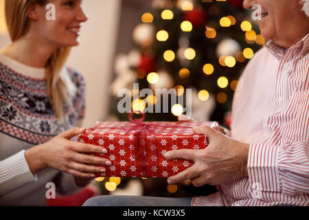 Exchanging Christmas Gifts close up Stock Photo