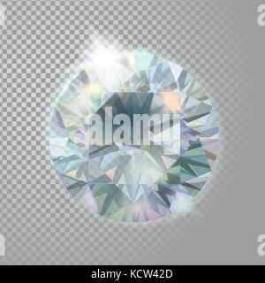 Crystal diamond brilliant gem jewelry precious stone. Realistic 3d detailed vector illustration on transparent background Stock Vector