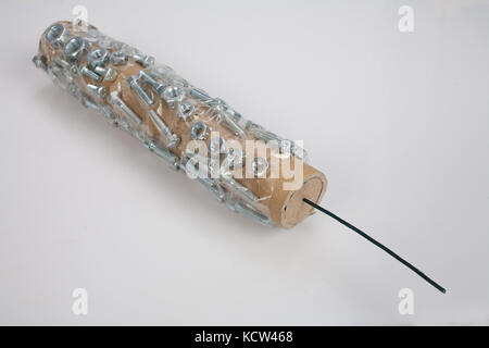 Pipe Bomb with Slow match or match cord Stock Photo