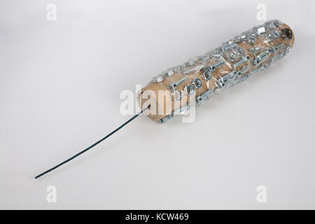 Pipe Bomb with Slow match or match cord Stock Photo