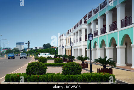 Modern buildings of Vientiane New World (VNW), a mega project of contemporary city complex located by the Mekong River in Vientiane, Lao PDR. Stock Photo