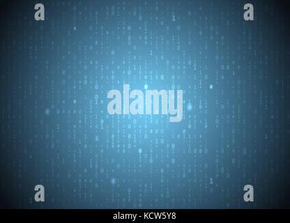 Vector binary code blue background. Big data and programming hacking, deep decryption and encryption, computer streaming numbers 1,0. Coding or Hacker Stock Vector