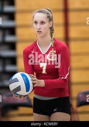 Volleyball action with Chico High vs. Foothill in Palo Cedro, California. Stock Photo