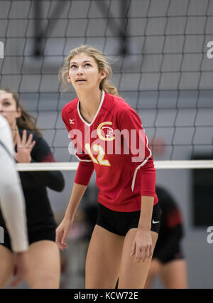 Volleyball action with Chico High vs. Foothill in Palo Cedro, California. Stock Photo