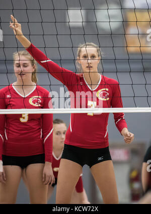 Volleyball action with Chico High vs. Foothill in Palo Cedro, California. Stock Photo