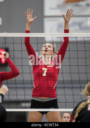 Volleyball action with Chico High vs. Foothill in Palo Cedro, California. Stock Photo