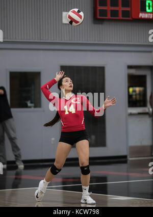 Volleyball action with Chico High vs. Foothill in Palo Cedro, California. Stock Photo