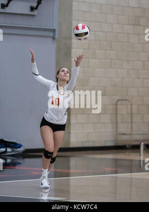 Volleyball action with Chico High vs. Foothill in Palo Cedro, California. Stock Photo