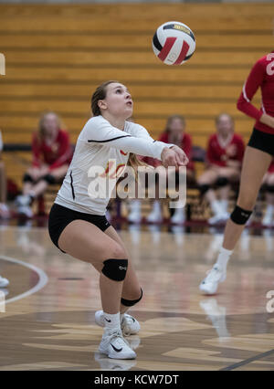 Volleyball action with Chico High vs. Foothill in Palo Cedro, California. Stock Photo