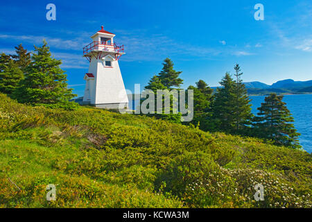 Woody Point Lighthouse, Gros Morne National Park, Newfoundland & Labrador, Canada Stock Photo