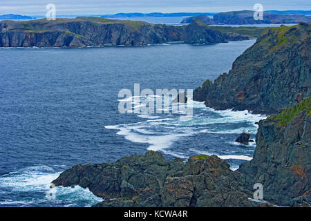Rocky cliffs along the Atlantic Ocean, Elliston, Newfoundland & Labrador, Canada Stock Photo