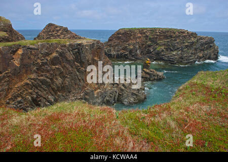 Rocky cliffs along the Atlantic Ocean, Elliston, Newfoundland & Labrador, Canada Stock Photo
