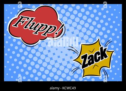Comic speech bubbles with flupp and zack using as background Stock Vector