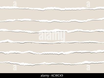 torn paper vector with various horizontal ripped shapes Stock Vector