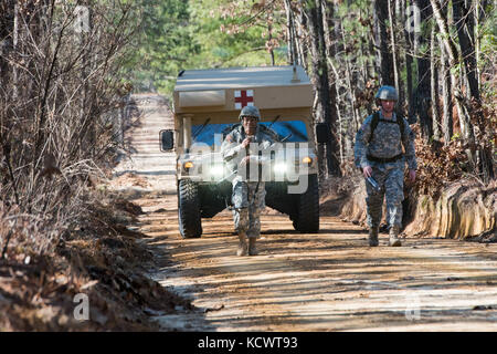 South Carolina National Guard Soldiers and Airmen participated in the 2017 Best Warrior Competition at McCrady Training Center in Eastover, South Carolina, Jan. 28-Feb. 1, 2017. The five-day event consisted of a road march, physical fitness test, and weapons qualification events, among others. Participants competed as individuals with an enlisted and non-commissioned officer winner being announced Feb. 1, 2017. (U.S. Army National Guard photo by Sgt. Brian Calhoun, 108th Public Affairs Det.) Stock Photo