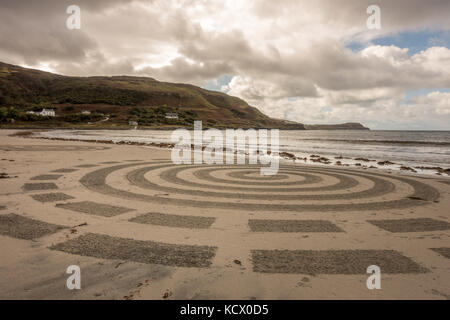 Calgary Bay art in the sand, Isle of Mull, Scotland Stock Photo