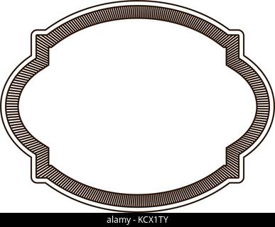 heraldic silhouette decorative rounded frame in brown color with striped edge Stock Vector