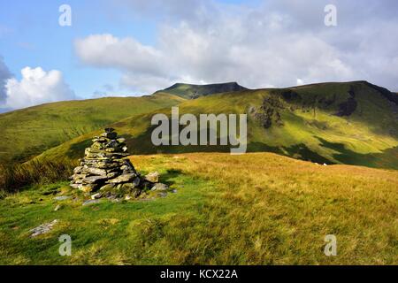 Sunlight on Blencathra and Bannerdale Crags Stock Photo