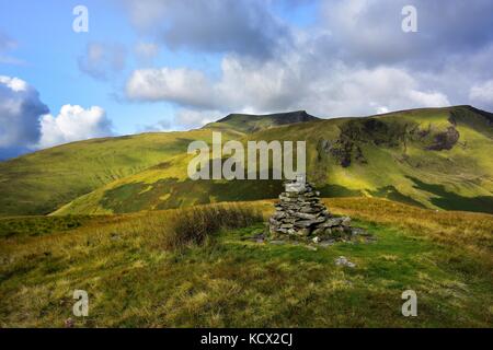 Sunlight on Blencathra and Bannerdale Crags Stock Photo