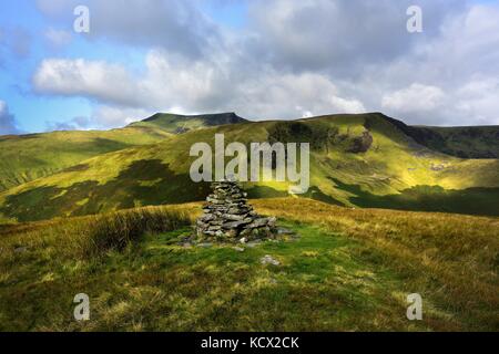 Sunlight on Blencathra and Bannerdale Crags Stock Photo