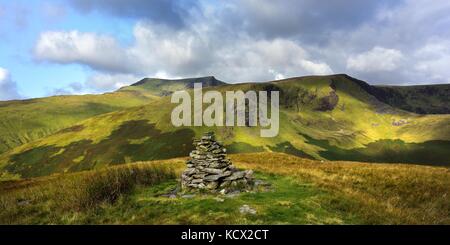 Sunlight on Blencathra and Bannerdale Crags Stock Photo