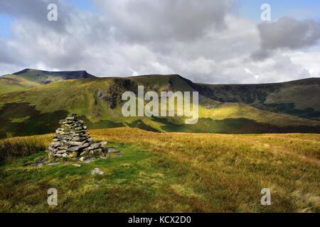 Sunlight on Blencathra and Bannerdale Crags Stock Photo